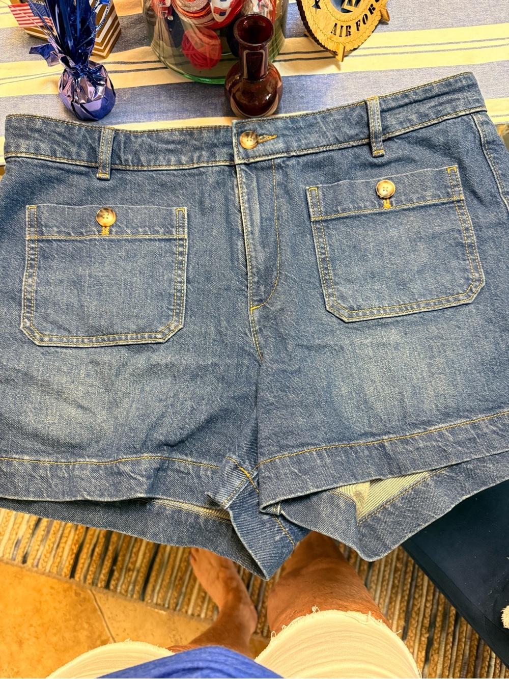 LOFT Blue The Palmer Denim Pocket Shorts